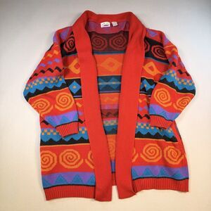 Vintage 90s Colorful Geometric Open Cardigan Womens Plus Size 18W Retro Aztec